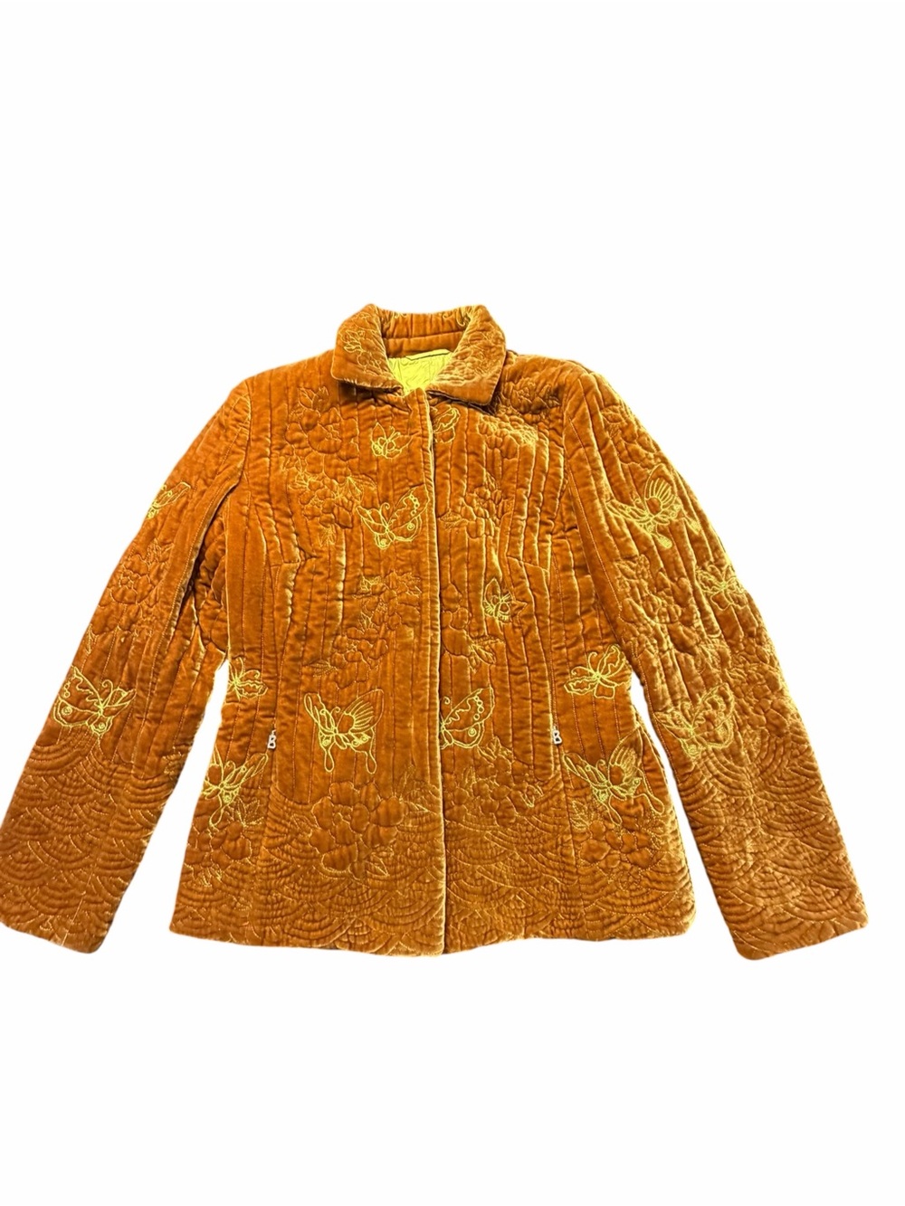 RARE Women’s BOGNER Velvet Silk Jacket Embroidered Brown Green Boho Size 10